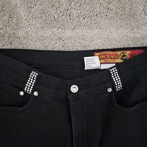 Pre loved black Lawman jeans with rhinestones embellishments